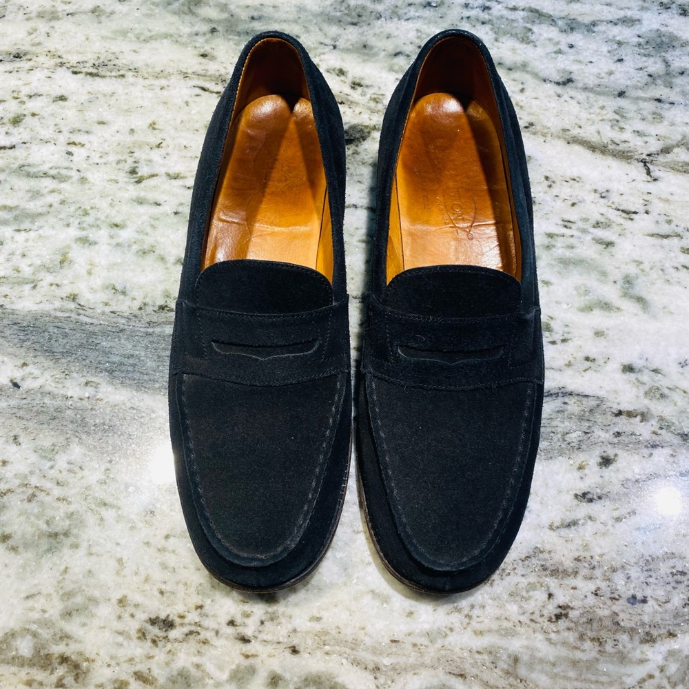 JM Weston 180 Black Suede Loafers